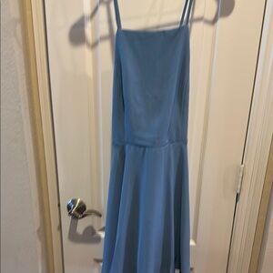 Lulu's Elegant Blue Spaghetti Strap Dress